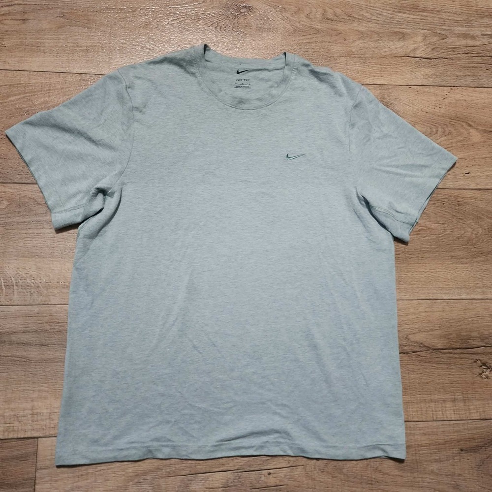 Nike Dri Fit Mens Large Light Green Heathered Training T-Shirt Vent Holes